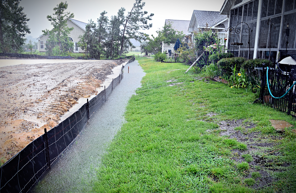 Clearcut fill and build flooding in Island Green, August 3, 2021. Photo by Charles Slate