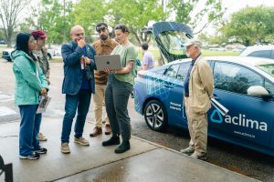LEAN members, community leaders, and Aclima scientists pray at Mount Triumph Baptist Church in St. James Parish, LA, on March 16, 2024. Photo: Zachary Kanzler/LEAN